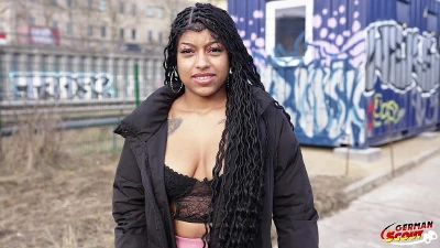 GERMAN SCOUT - Latina Ebony Vicky Menage With Big Saggy Tits Pick Up For Casting Fuck