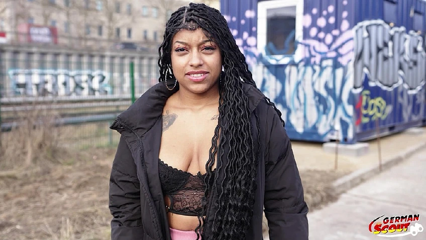 GERMAN SCOUT - Latina Ebony Vicky Menage With Big Saggy Tits Pick Up For Casting Fuck